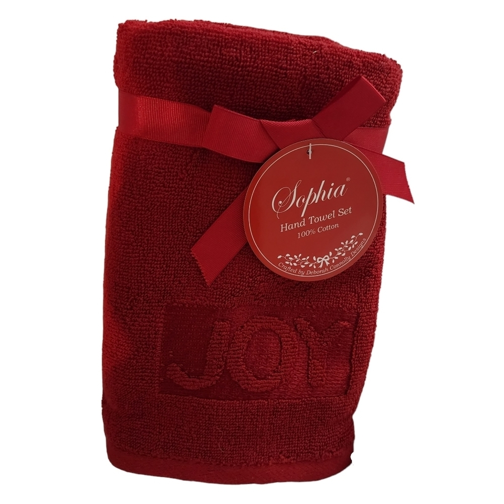 Sophia JOY Set of 2 Hand Towels Red 100% Cotton